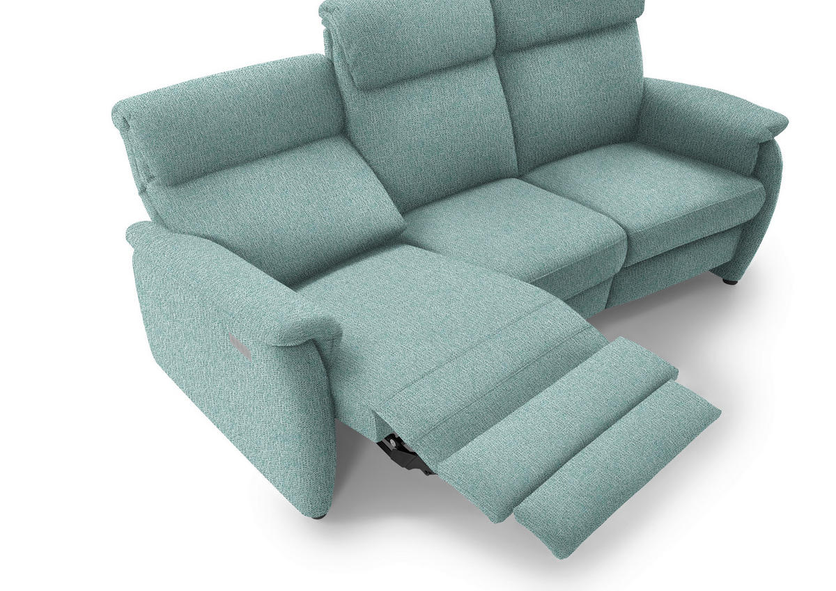 TRAPEZSOFA in Flachgewebe Salbeigrün  - Salbeigrün/Schwarz, Konventionell, Textil/Metall (219/107/97cm) - Pure Home Comfort
