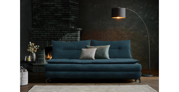 SCHLAFSOFA in Webstoff Blau - Blau/Schwarz, MODERN, Textil/Metall (208/73/92/102cm) - Novel
