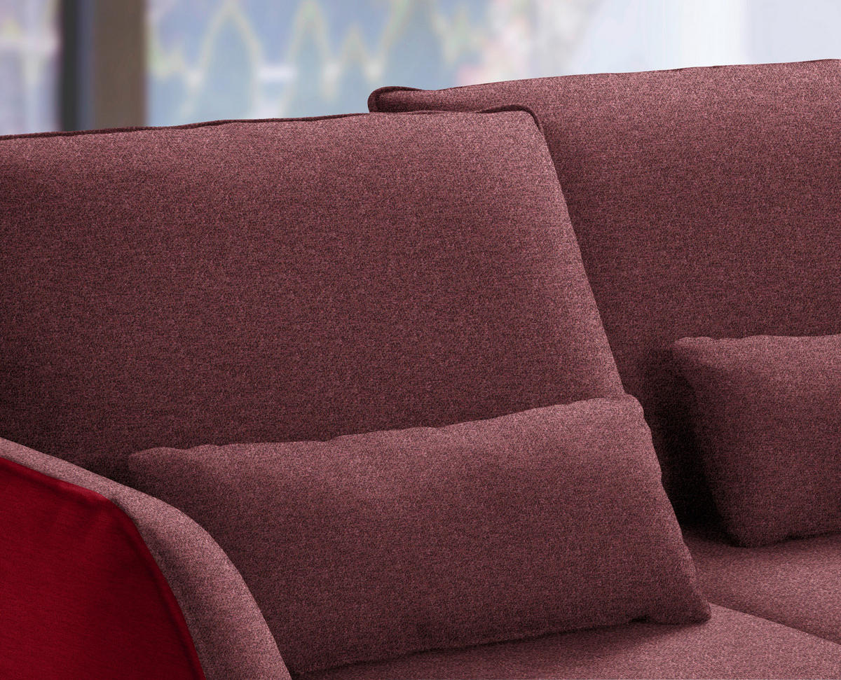 ECKSOFA in Flachgewebe Rot  - Rot/Schwarz, Design, Textil/Metall (310/250cm) - Moderano