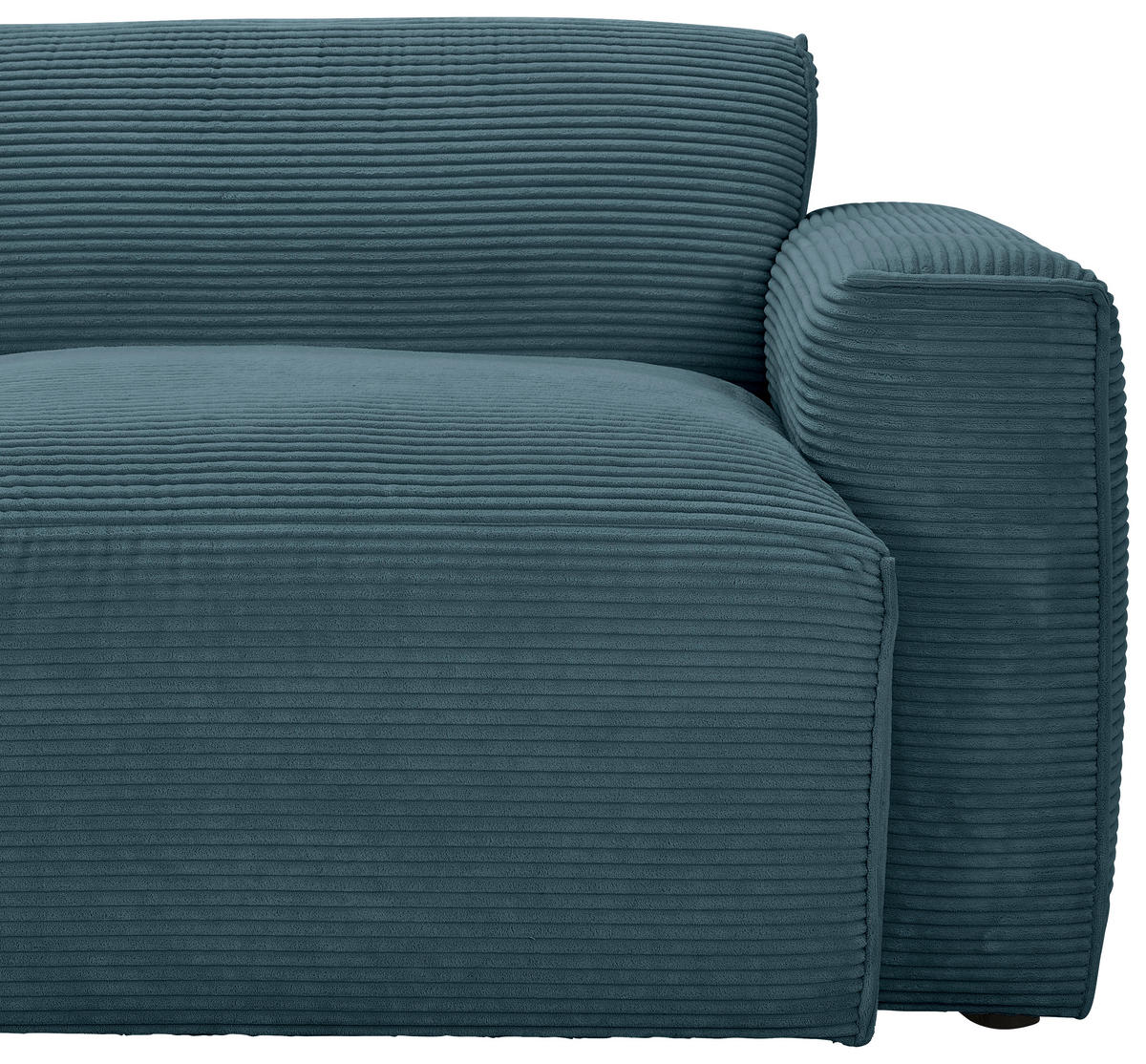 ECKSOFA in Cord Petrol  - Petrol/Schwarz, Design, Kunststoff/Textil (303/196cm) - Livetastic
