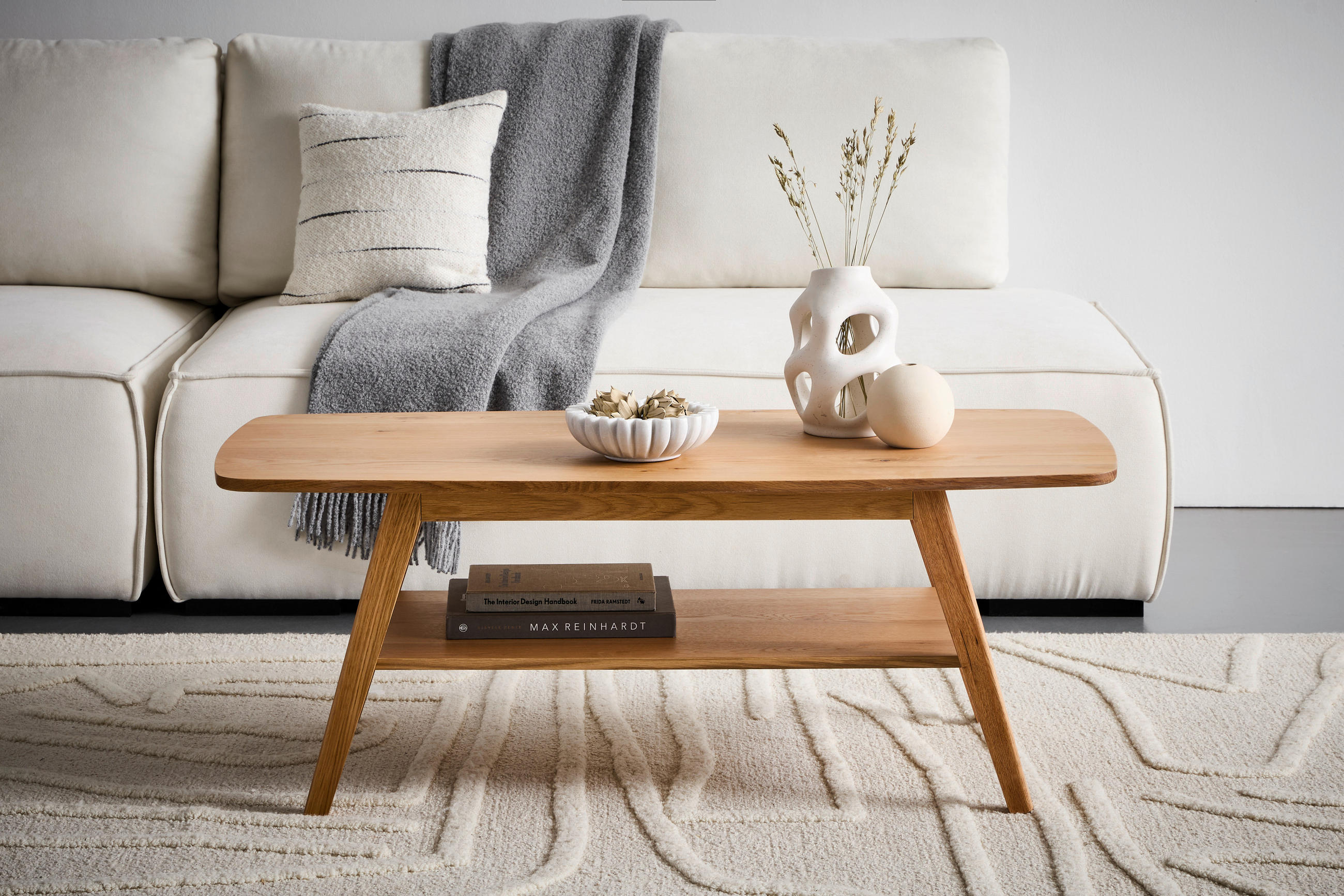 COUCHTISCH Eiche furniert, massiv rechteckig Naturfarben  - Naturfarben, LIFESTYLE, Holz/Holzwerkstoff (120/44/56cm) - MID.YOU