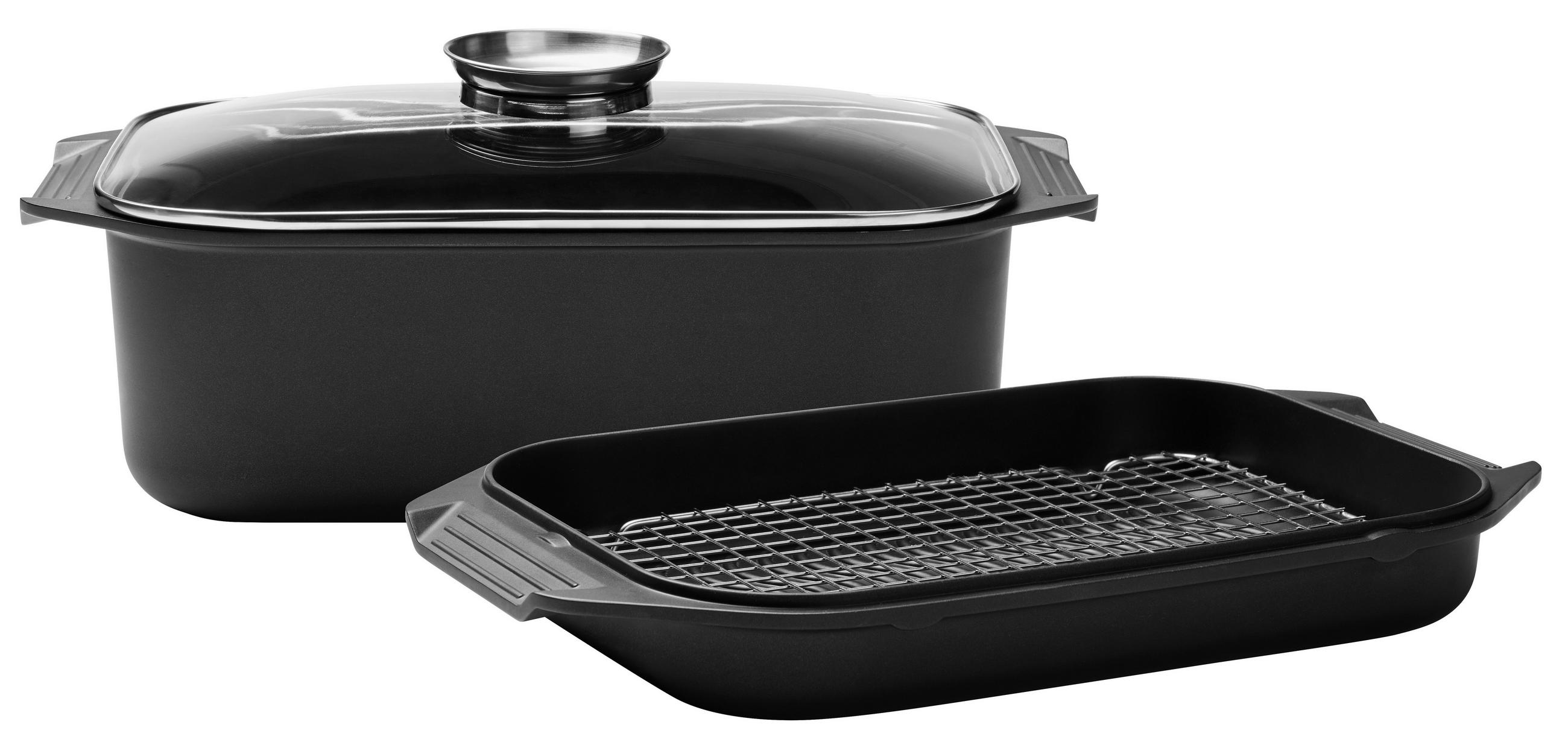 PEKÁČ 8 l - čierna/číra, Basics, kov/sklo (34,5/24,5/12,2cm) - Homeware Profession.