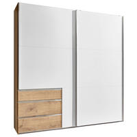 ORMAR - VISEĆA KLIZNA VRATA bela, boja hrasta  200/216/65 cm  - boja hroma/boja hrasta, Moderno, pločasti materijal (200/216/65cm) - MID.YOU