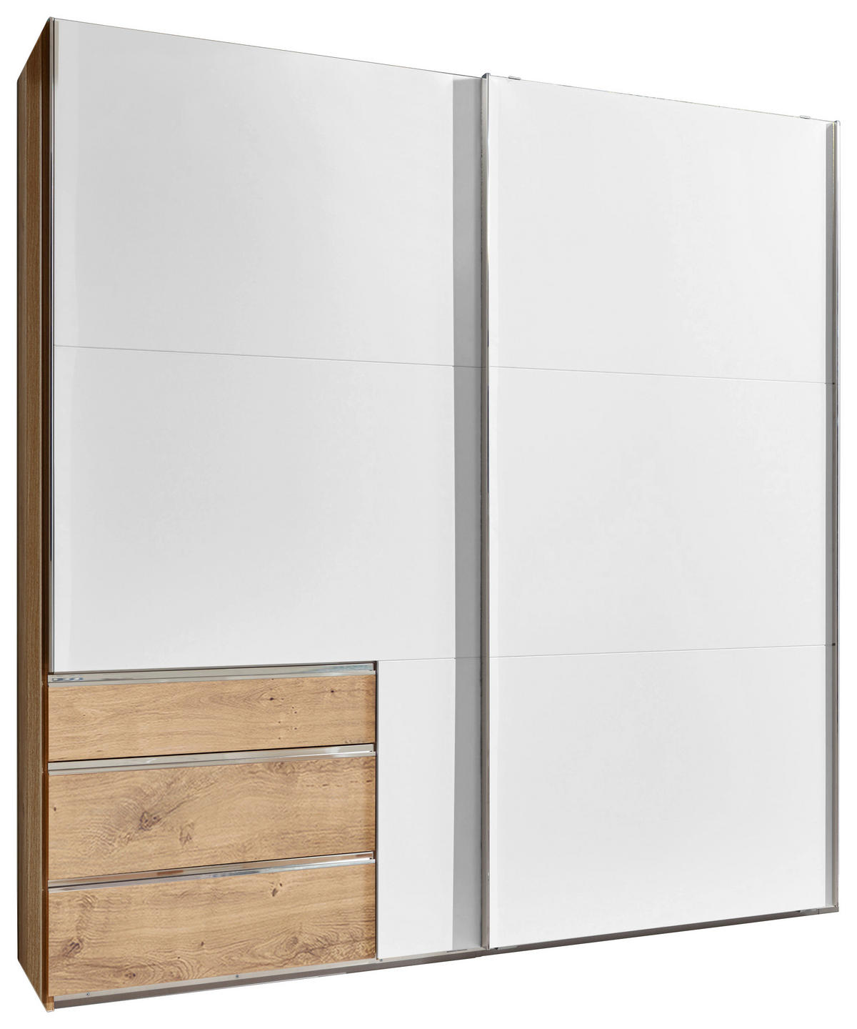 ORMAR - VISEĆA KLIZNA VRATA bela, boja hrasta  200/216/65 cm  - boja hroma/boja hrasta, Moderno, pločasti materijal (200/216/65cm) - MID.YOU