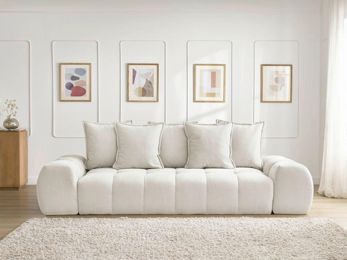 SCHLAFSOFA EVEREST  mit Rücken echt, Armteil links, Armteil rechts Struktur Beige  - Beige/Schwarz, MODERN, Kunststoff/Textil (278/115/90cm)