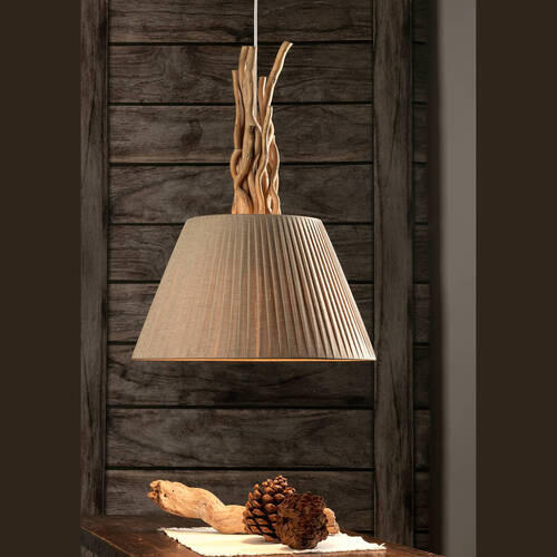 ZÁVĚSNÉ SVÍTIDLO, 40/110 cm  - bílá/pískové barvy, Natur, dřevo/textil (40/110cm)