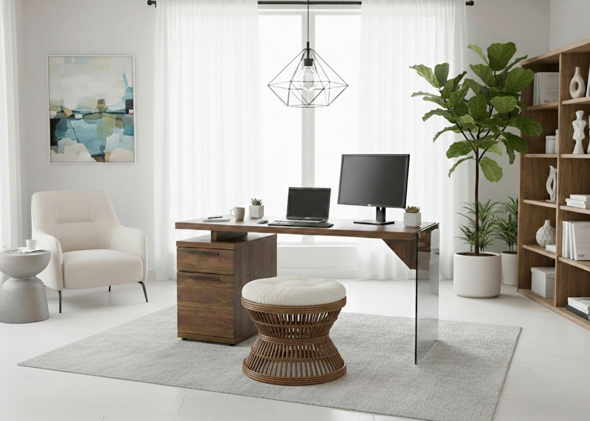 SCHREIBTISCH 141,8/74/55 cm Walnussfarben  - Walnussfarben/Schwarz, Design, Glas/Holzwerkstoff (141,8/74/55cm) - MID.YOU