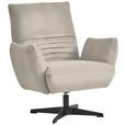 SESSEL in Teddystoff Creme  - Creme/Schwarz, Design, Textil/Metall (60/94/86cm) - Dieter Knoll