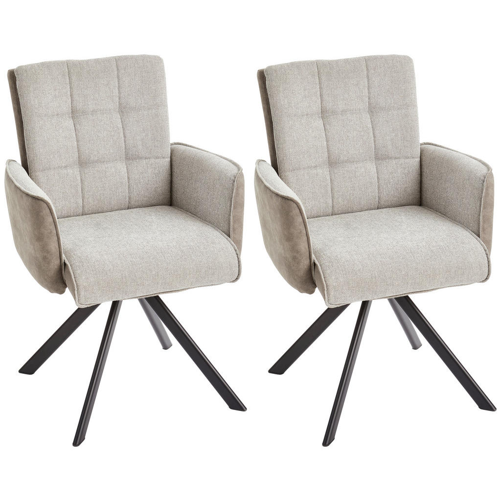 Armlehnstuhl Frida Grau drehbare Sitzfläche 2 Er Set