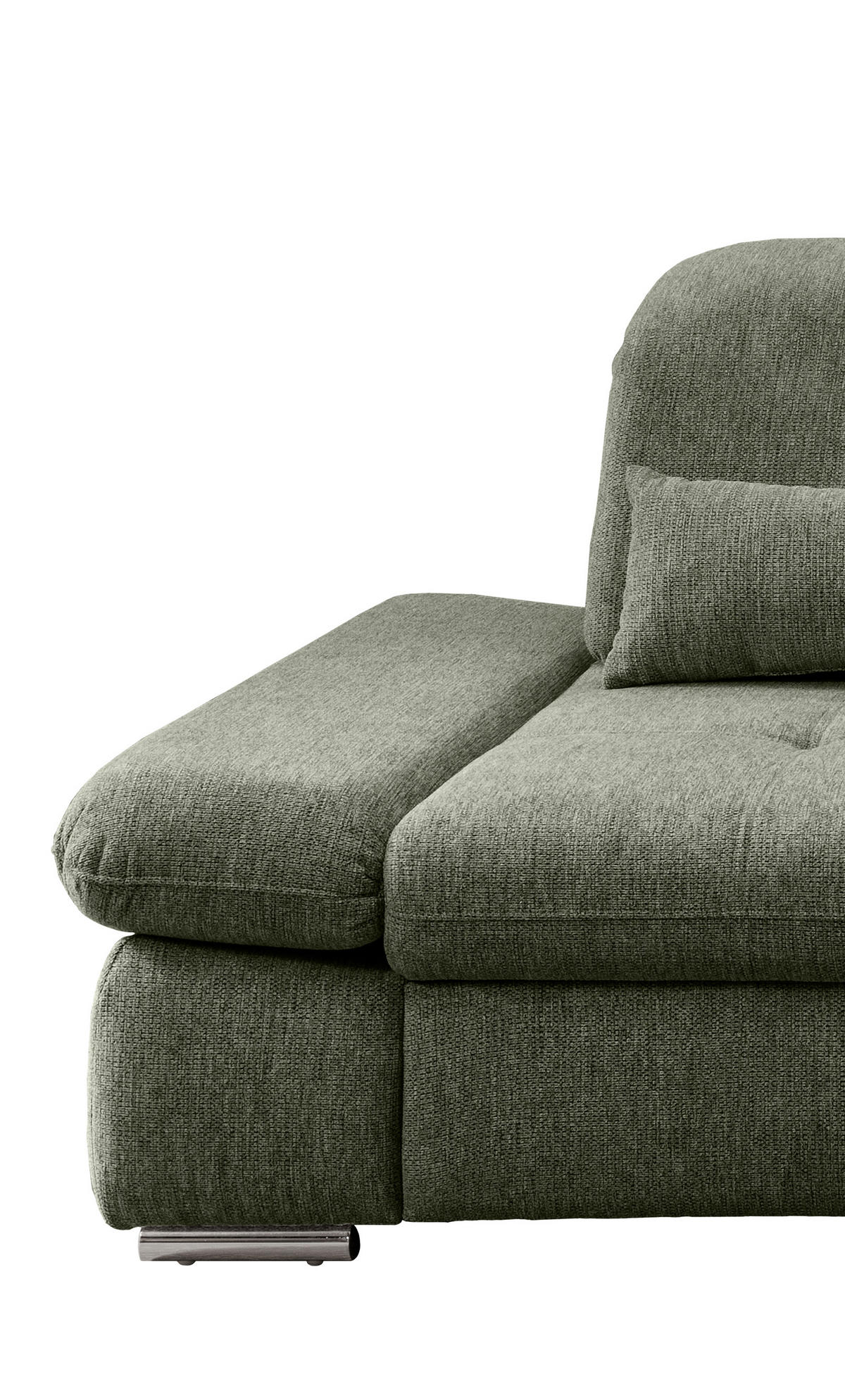 ECKSOFA in Chenille Dunkelgrün  - Chromfarben/Dunkelgrün, Design, Textil/Metall (280/254cm) - Livetastic
