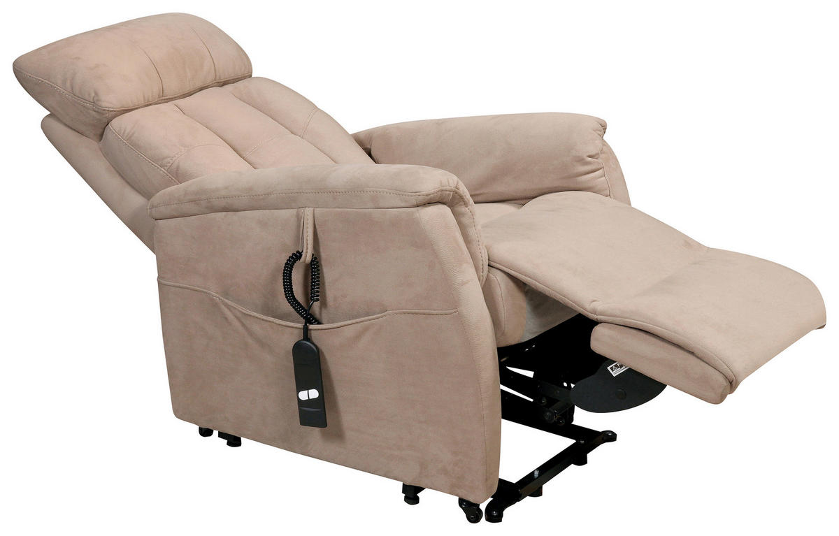 TV FOTELJ,  svetlo rjava tekstil - svetlo rjava/črna, Design, kovina/tekstil (82/107/94cm) - Xora