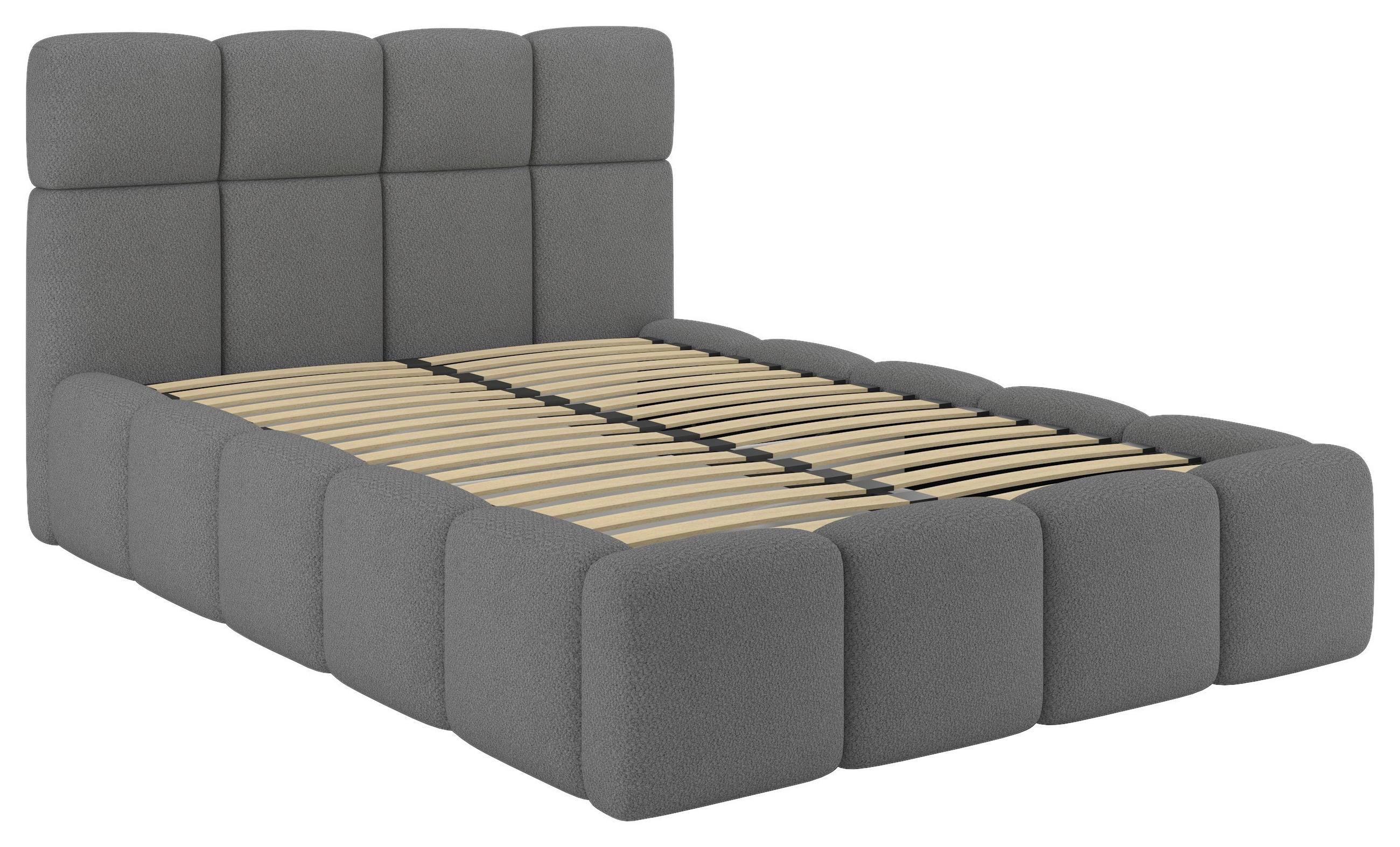 Polsterbett Mit Bettkasten 140x200 Cm Cloudy Silberfarben