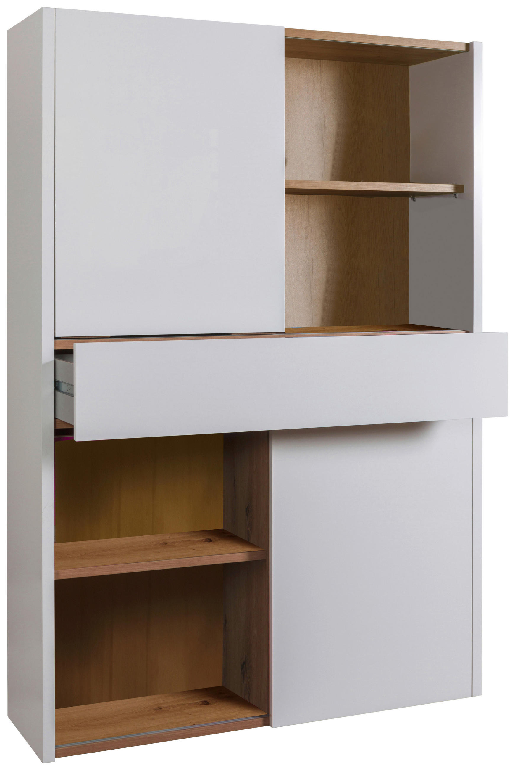 AKTENREGAL Eiche Artisan, Weiß Hochglanz  - Weiß Hochglanz/Eiche Artisan, Design, Holzwerkstoff (120/195/35,6cm) - Carryhome