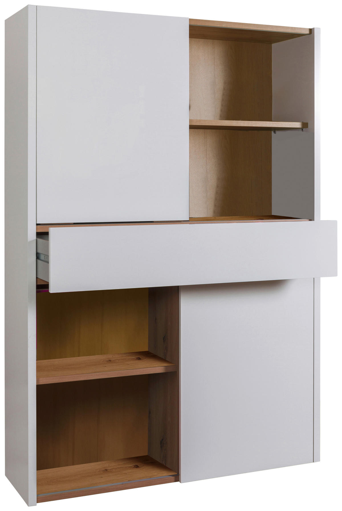 AKTENREGAL Eiche Artisan, Weiß Hochglanz  - Weiß Hochglanz/Eiche Artisan, Design, Holzwerkstoff (120/195/35,6cm) - Carryhome
