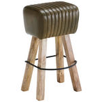 BARHOCKER Echtleder Grün Mangoholz Hartholz Typenauswahl  - Naturfarben/Grün, LIFESTYLE, Leder/Holz (43/74/37cm) - Landscape