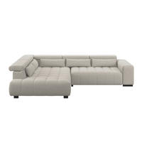 ECKSOFA MATERA Beige Chenille, Struktur Nierenkissen, Kopfteilverstellung, Sitzvorzug  - Beige/Schwarz, Trend, Holz/Textil (226/311cm) - MID.YOU