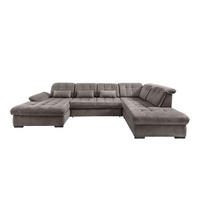 WOHNLANDSCHAFT in Chenille Graubraun  - Graubraun/Schwarz, Modern, Textil/Metall (184/387/252cm) - Livetastic