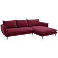 ECKSOFA  in Webstoff Bordeaux  304/196 cm  - Bordeaux/Schwarz, KONVENTIONELL, Textil/Metall (304/196cm) - Hom`in