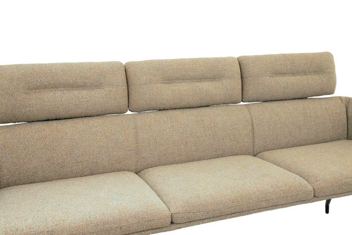 SITZBANK 200/91/70 cm Webstoff Schwarz, Graubraun  - Graubraun/Schwarz, Design, Textil/Metall (200/91/70cm) - Dieter Knoll