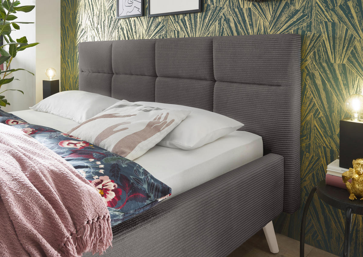 POLSTERBETT 140/200 cm,  in Grau,  - Eichefarben/Grau, KONVENTIONELL, Holz/Textil (140/200cm) - SetOne by Musterring