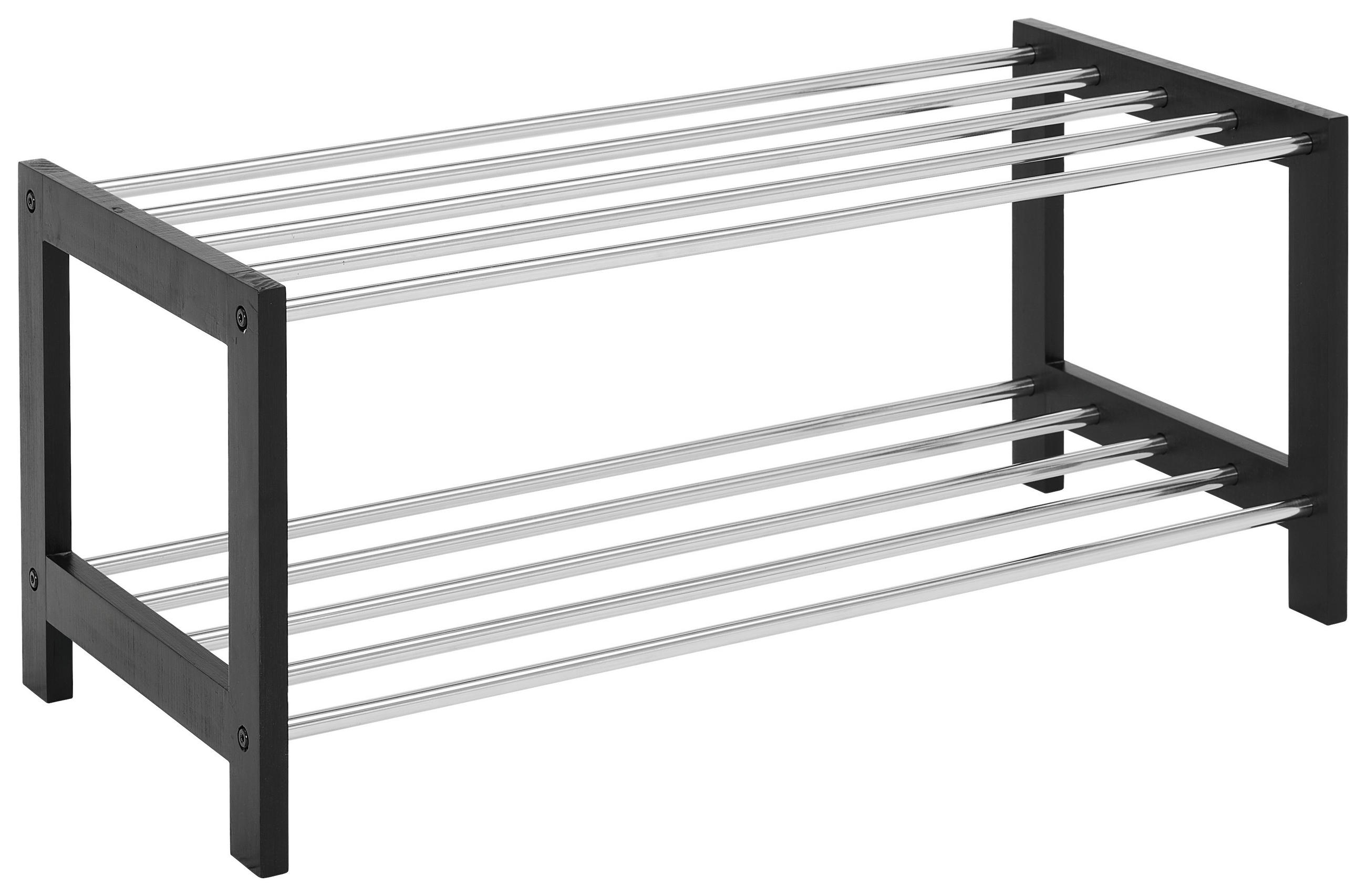 CIPŐSPOLC 76/32/34 cm  - nemesacélszínű/fekete, Basics, fém/fa (76/32/34cm) - Carryhome