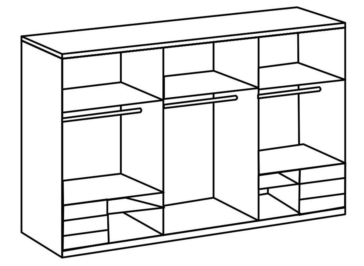 SCHWEBETÜRENSCHRANK in Weiss, Eichefarben  - Chromfarben/Weiss, Modern, Holzwerkstoff (300/216/65cm) - MID.YOU