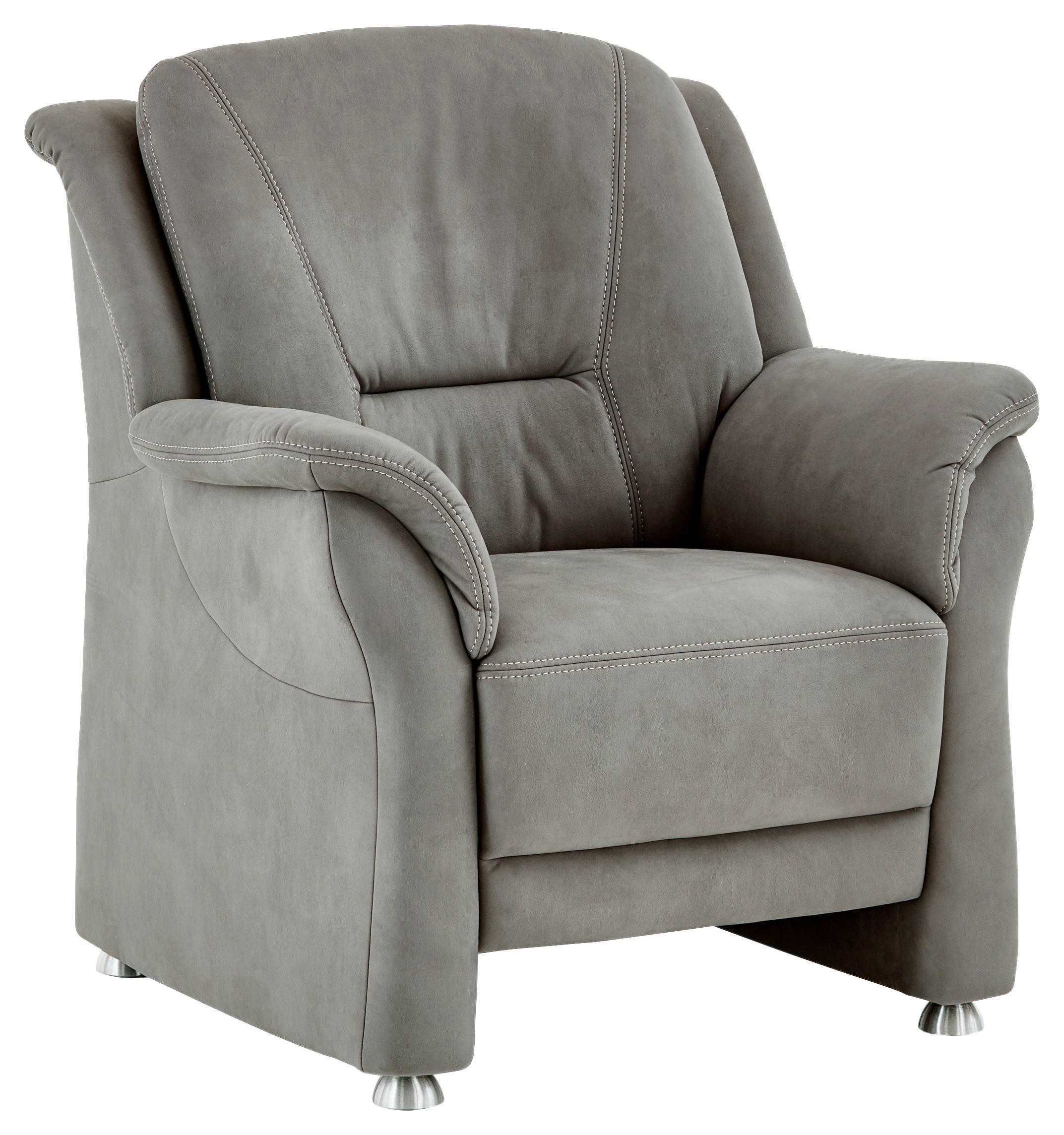 SESSEL in Mikrofaser Grau  - Beige/Alufarben, Konventionell, Textil/Metall (90/100/89cm) - Beldomo Comfort
