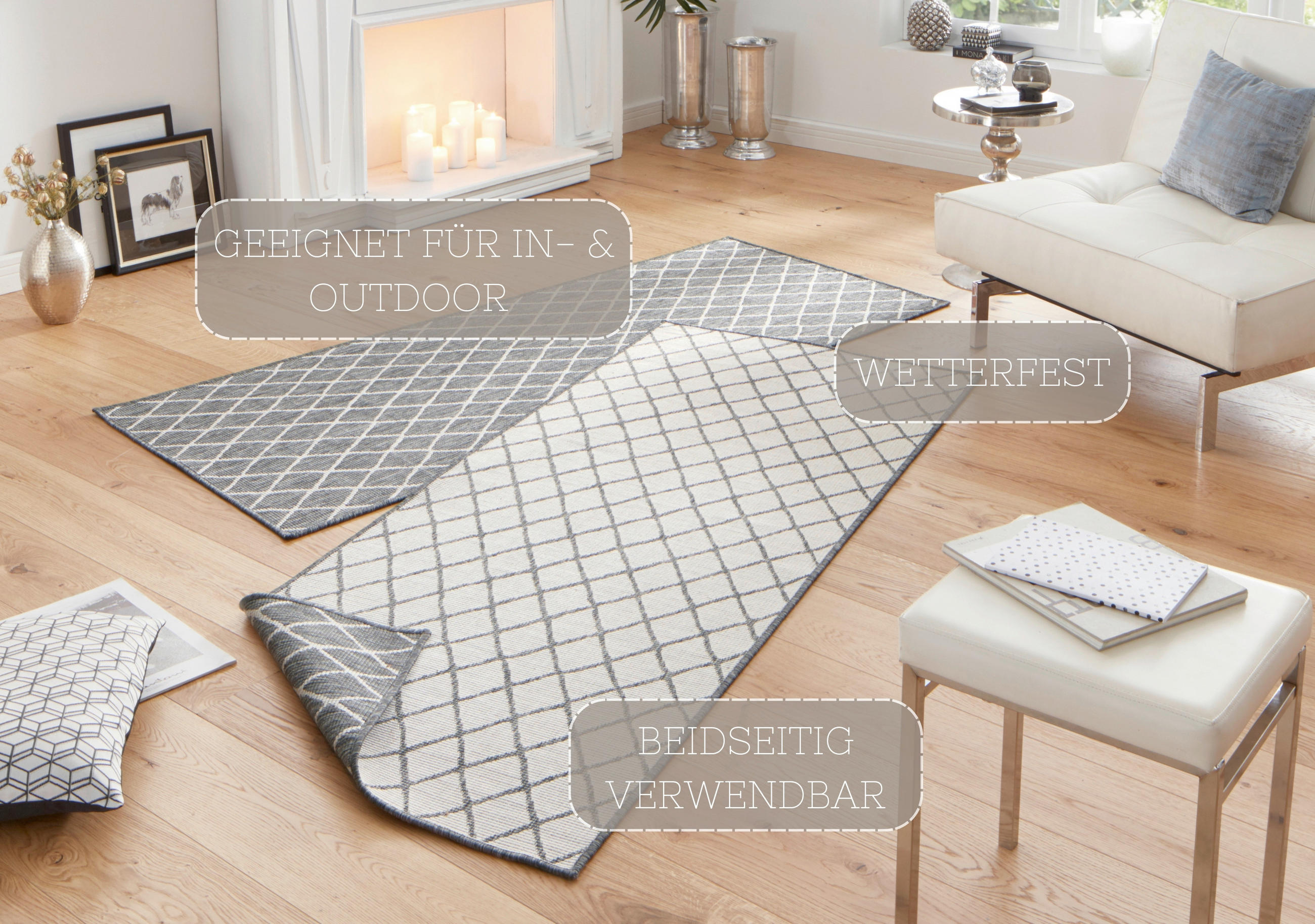 LÄUFER 80/250 cm Twin  - Creme/Grau, Design, Kunststoff (80/250cm)