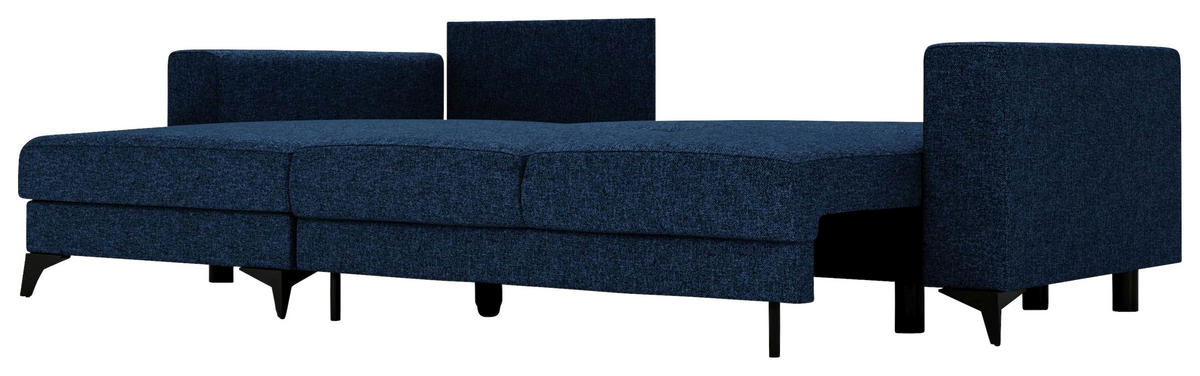 ECKSOFA in Flachgewebe Blau  - Blau/Schwarz, Design, Textil/Metall (156/244cm) - Livetastic