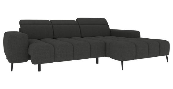 ECKSOFA Anthrazit Flachgewebe Rücken echt, Kopfteilverstellung, Sitztiefenverstellung  - Anthrazit/Schwarz, KONVENTIONELL, Kunststoff/Textil (273/171cm) - Carryhome