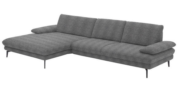 ECKSOFA in Chenille Grau  - Schwarz/Grau, Design, Textil/Metall (180/310cm) - Dieter Knoll