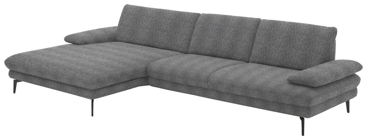 ECKSOFA in Chenille Grau  - Schwarz/Grau, Design, Textil/Metall (180/310cm) - Dieter Knoll