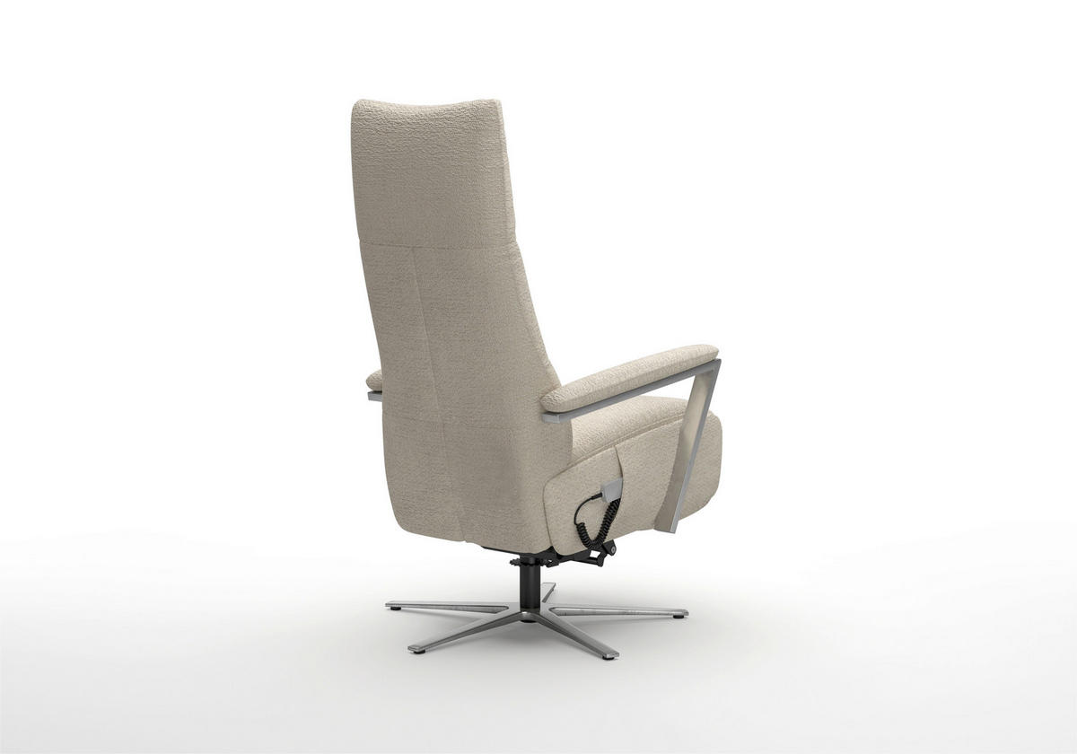 RELAXSESSEL TV VARIO COMFORT E M2 Chenille Kopfteilverstellung, Rücken echt    - Sandfarben/Silberfarben, Basics, Textil/Metall (70/126/85cm) - Sit & More