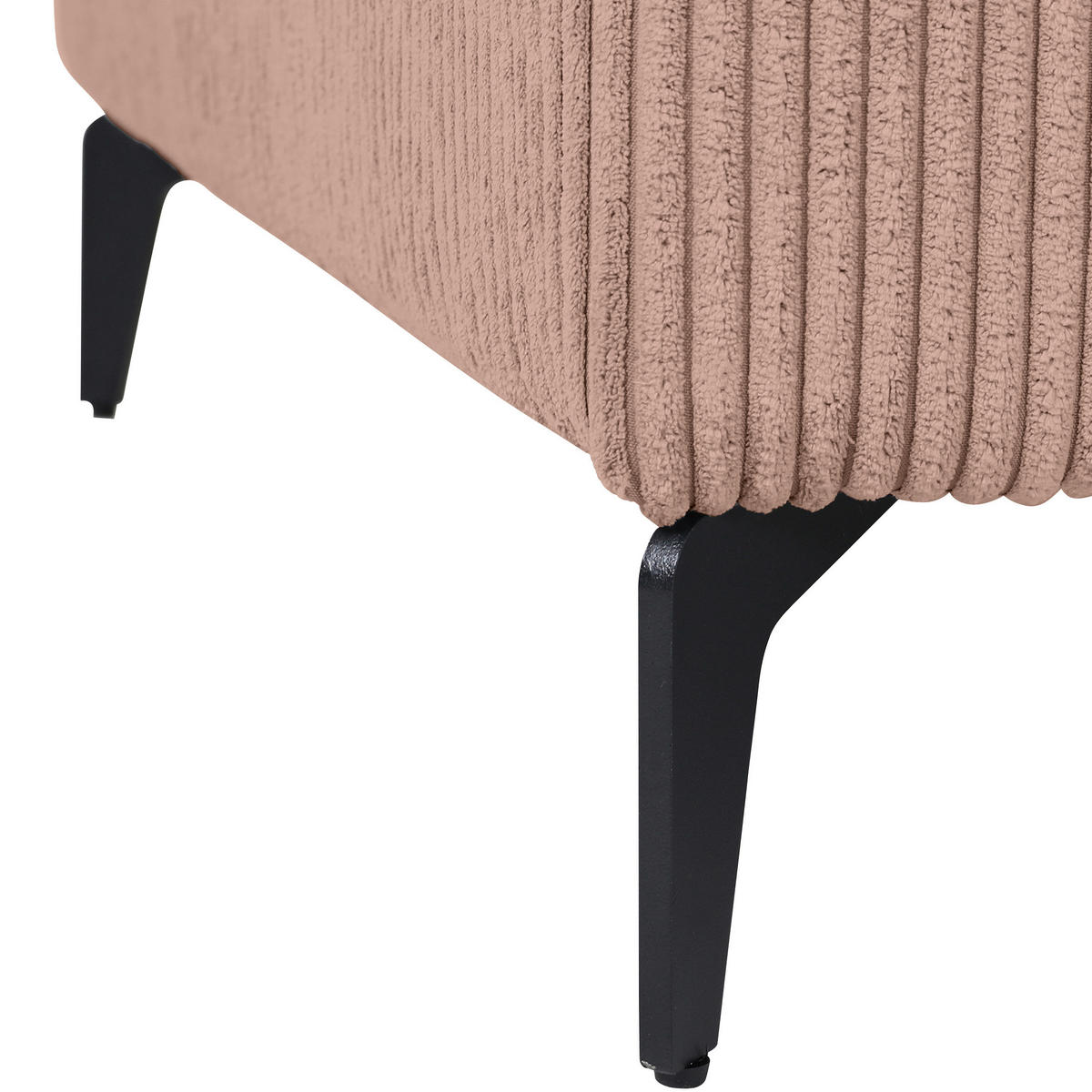 ECKSOFA in Cord Altrosa  - Schwarz/Altrosa, Konventionell, Textil/Metall (285/170cm) - Carryhome