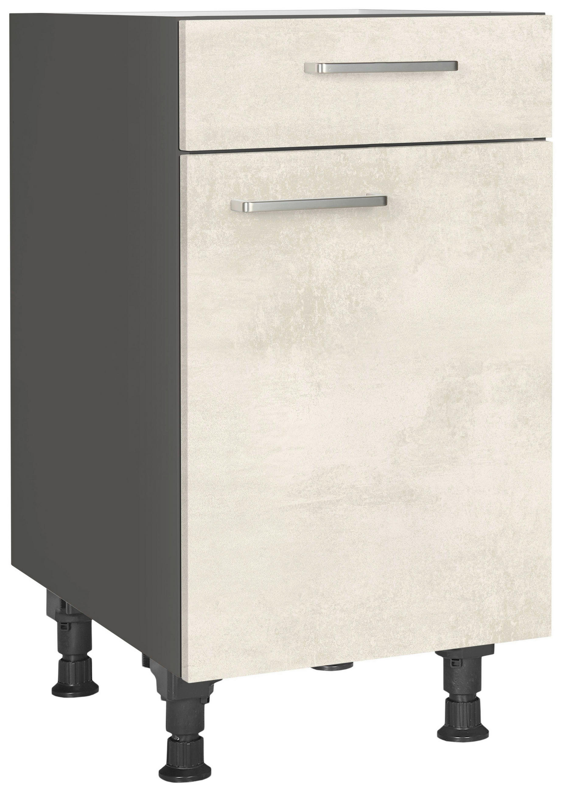 SCHUBKASTENUNTERSCHRANK 45/87/56 cm  in Weiß  - Schieferfarben/Edelstahlfarben, MODERN, Holzwerkstoff/Metall (45/87/56cm) - Nobilia