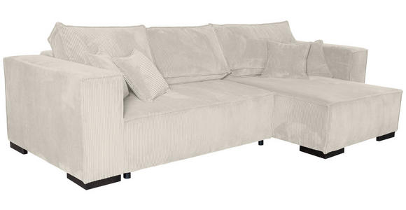ECKSOFA Creme Cord  - Creme/Braun, KONVENTIONELL, Holz/Textil (230/190cm) - Carryhome