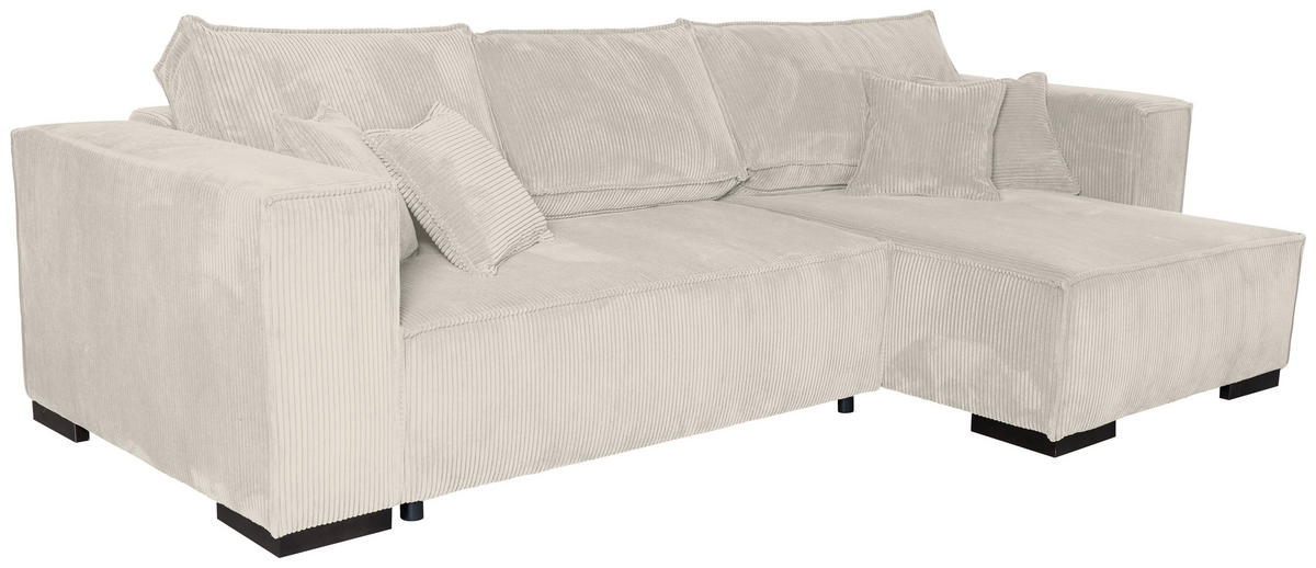 ECKSOFA in Cord Creme  - Creme/Braun, KONVENTIONELL, Holz/Textil (230/190cm) - Carryhome