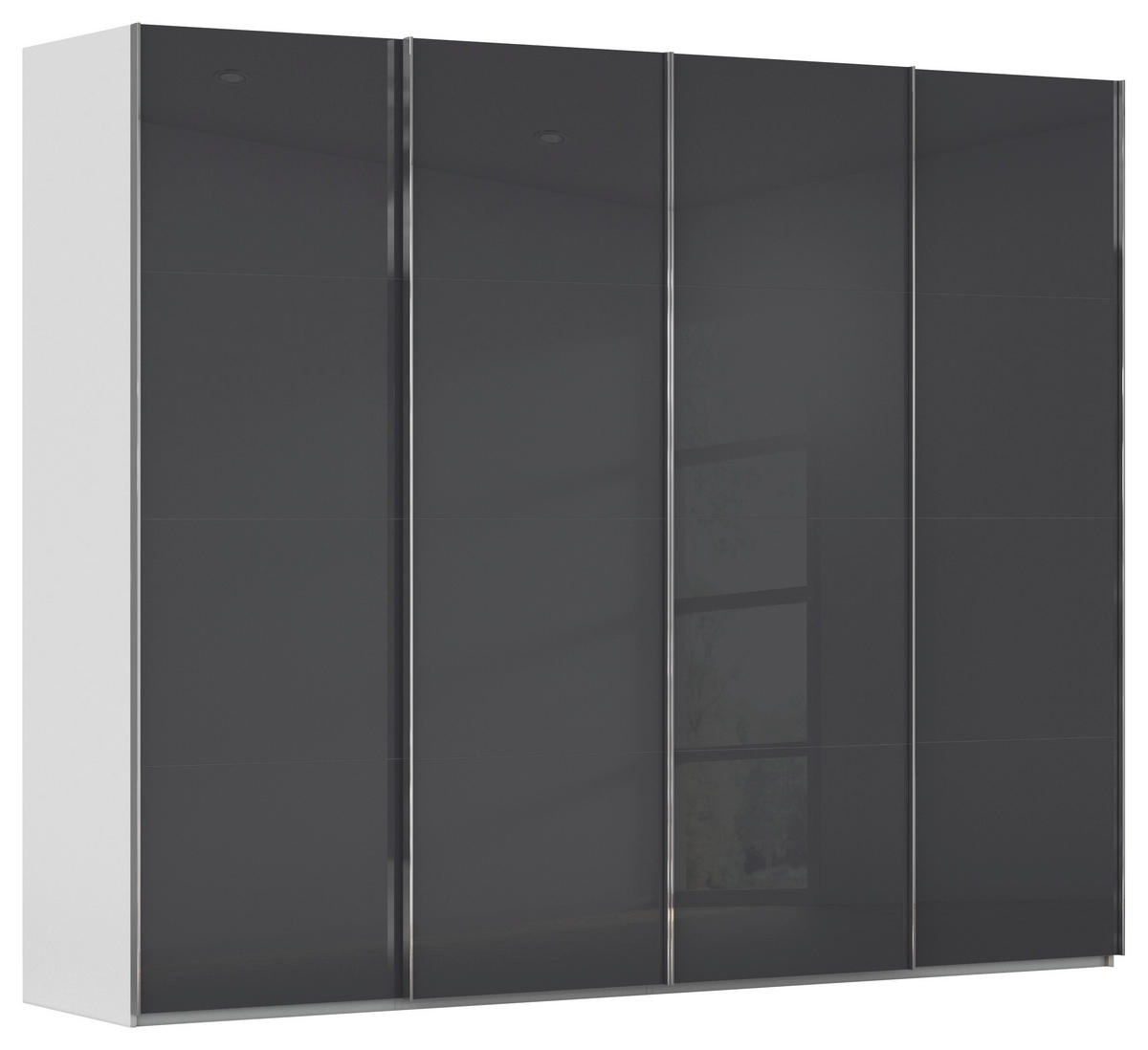 SCHWEBETÜRENSCHRANK 271/223/68 cm 4-türig Grau, Schwarz  - Chromfarben/Schwarz, Design, Glas/Holzwerkstoff (271/223/68cm) - Novel