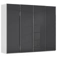 SCHWEBETÜRENSCHRANK 271/223/68 cm 4-türig Grau, Schwarz  - Chromfarben/Schwarz, Design, Glas/Holzwerkstoff (271/223/68cm) - Novel