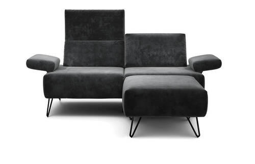 2-SITZER-SOFA in Samt Anthrazit  - Anthrazit/Schwarz, Design, Textil/Metall (164-194/85/86-94cm) - SENSOO