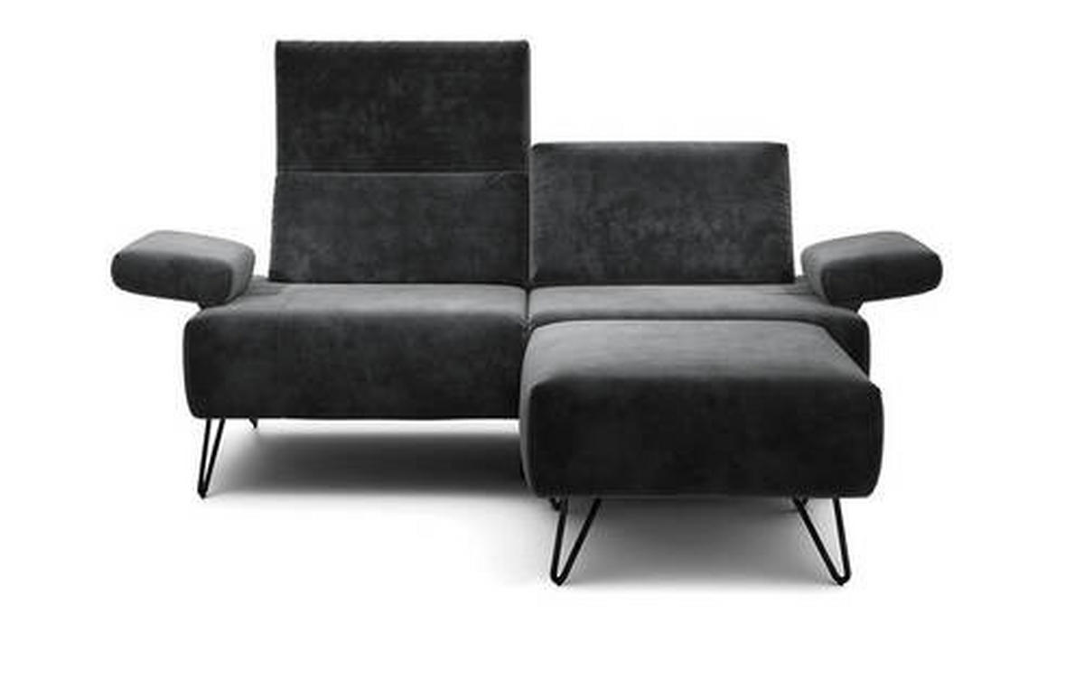 2-SITZER-SOFA in Samt Anthrazit  - Anthrazit/Schwarz, Design, Textil/Metall (164-194/85/86-94cm) - SENSOO
