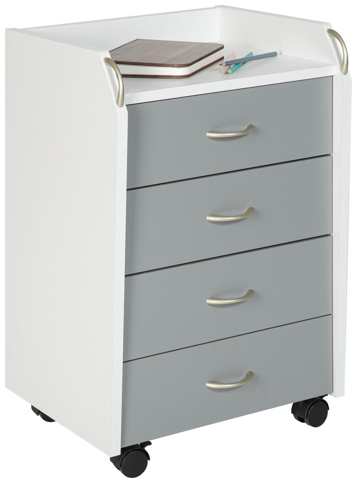 KONTAJNER NA KOLIESKACH, 40/65/36 cm - sivá/biela, Konventionell, kompozitné drevo/plast (40/65/36cm) - MID.YOU