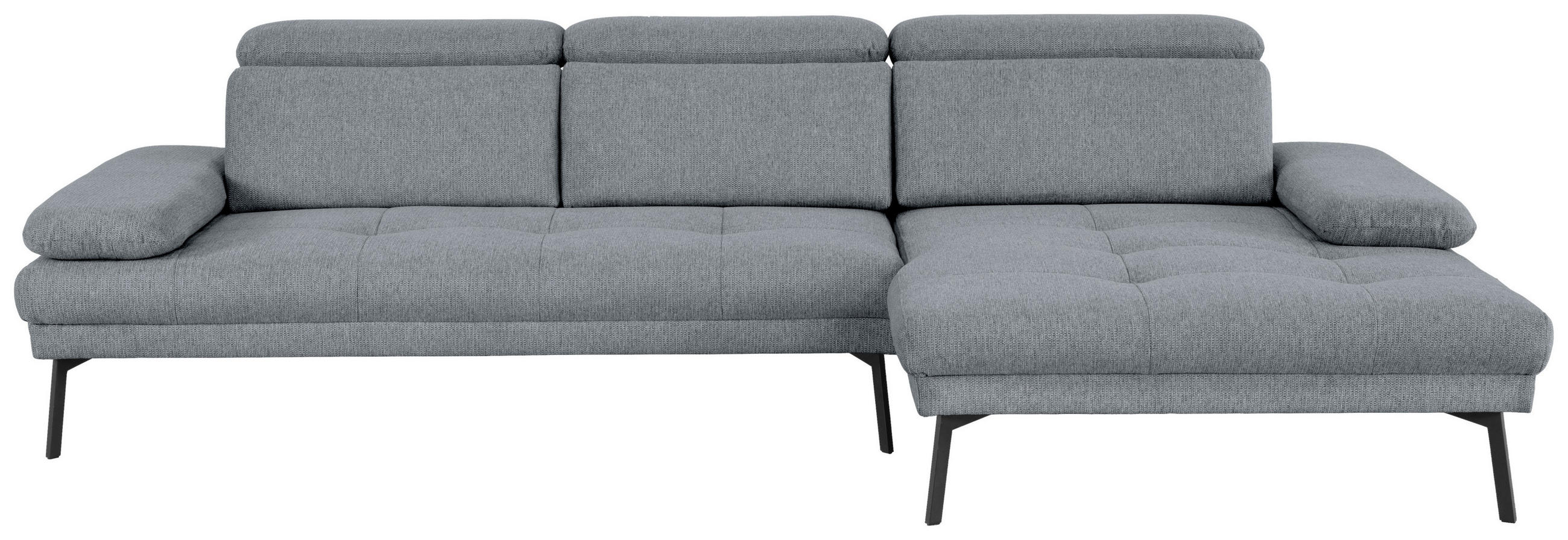 ECKSOFA Graublau Webstoff  - Graublau/Schwarz, Design, Textil/Metall (296/188cm) - Xora