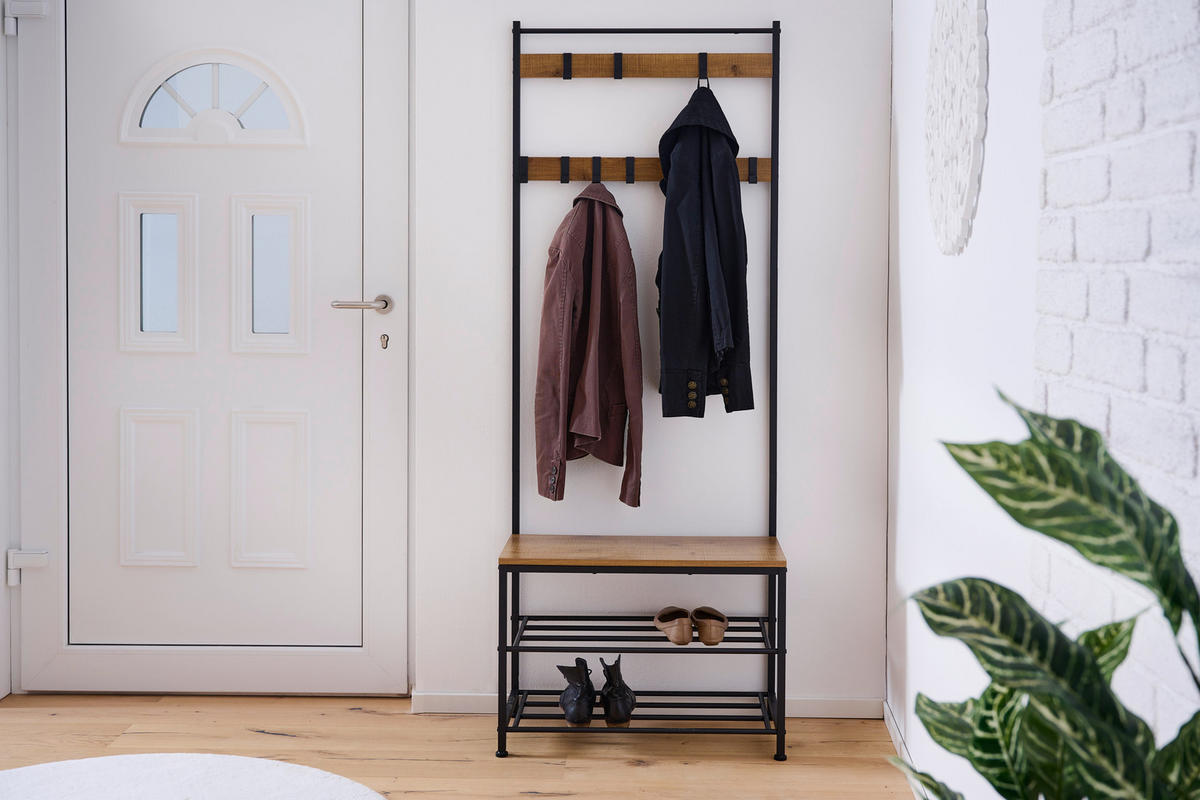 GARDEROBE  in 70/175/33 cm  - Schwarz/Naturfarben, MODERN, Holzwerkstoff/Metall (70/175/33cm) - PBJ