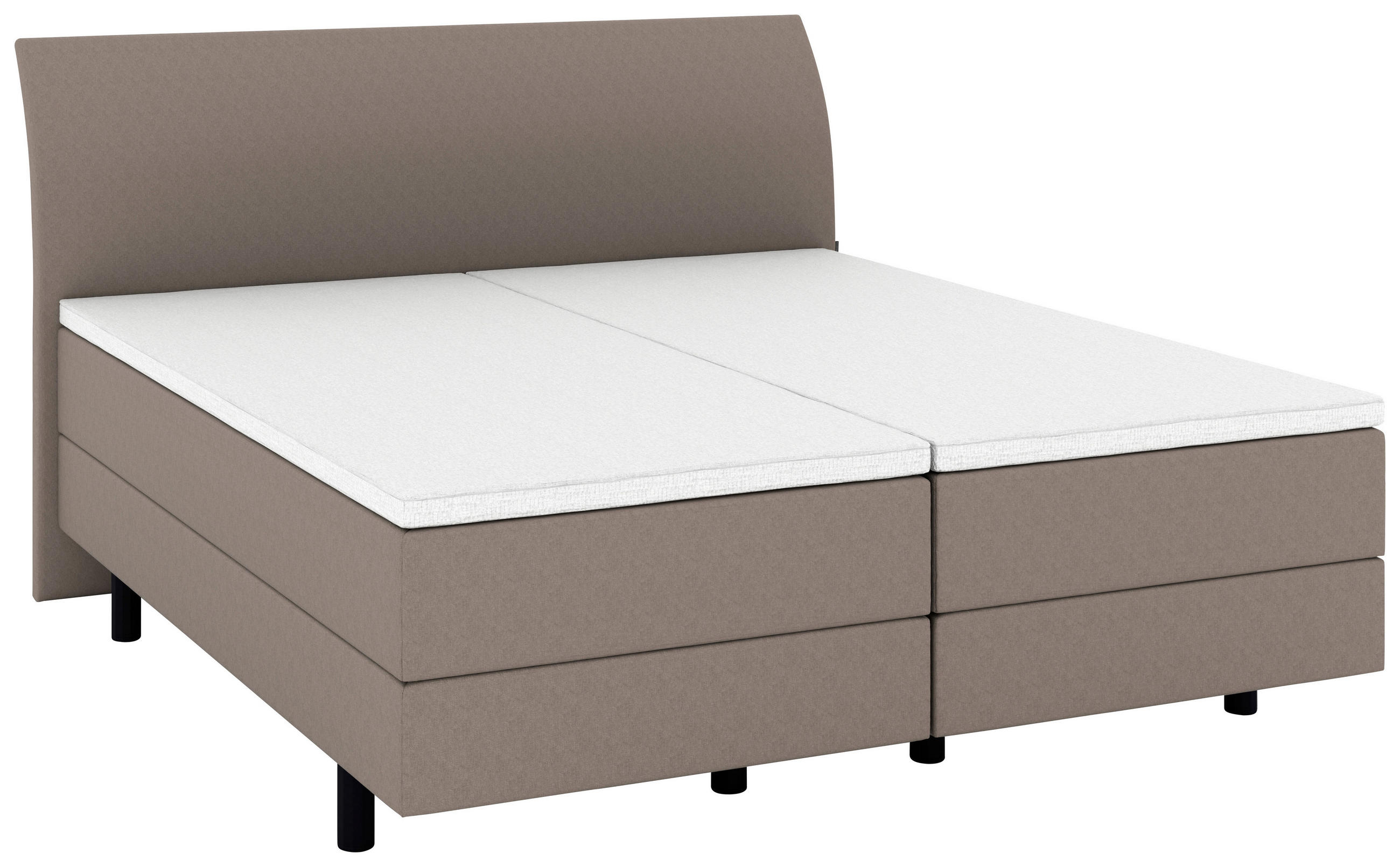 BOXSPRINGBETT 180/200 cm,  in Hellbraun, gepolstertes Kopfteil, Topper, Matratzen, H4 + H4 = sehr fest  - Hellbraun/Schwarz, KONVENTIONELL, Kunststoff/Textil (180/200cm) - Musterring