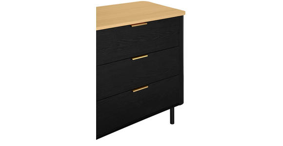KOMMODE in 73/75/40 cm - Eichefarben/Goldfarben, Trend, Holzwerkstoff/Metall (73/75/40cm) - Xora