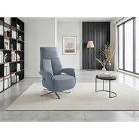 RELAXSESSEL Leder Graublau  - Graublau/Schwarz, Basics, Leder/Metall (75/115/85cm) - Sit & More