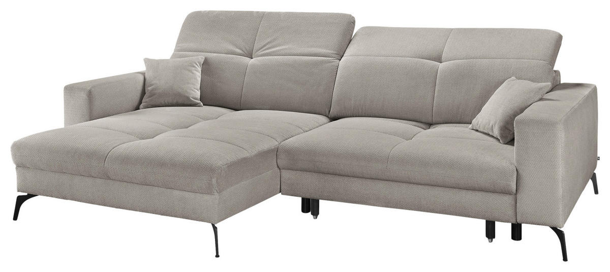 ECKSOFA Hellgrau Webstoff  - Hellgrau/Schwarz, KONVENTIONELL, Textil/Metall (180/285cm) - SetOne by Musterring