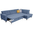ECKSOFA in Webstoff Blau  297/216 cm  - Blau/Schwarz, Design, Holz/Textil (297/216cm) - Xora