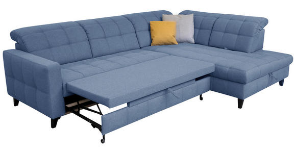 ECKSOFA in Webstoff Blau 297/216 cm - Blau/Schwarz, Design, Holz/Textil (297/216cm) - Xora